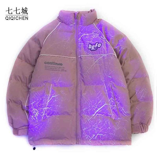 mens winter parkas purple light-sensitive reflective street oversized cotton jacket women hip hop harajuku thick coat outwear, Black;brown
mens winter parkas purple light-sensitive reflective street oversized cotton jacket women hip hop harajuku thick coat outwear, Black;brown