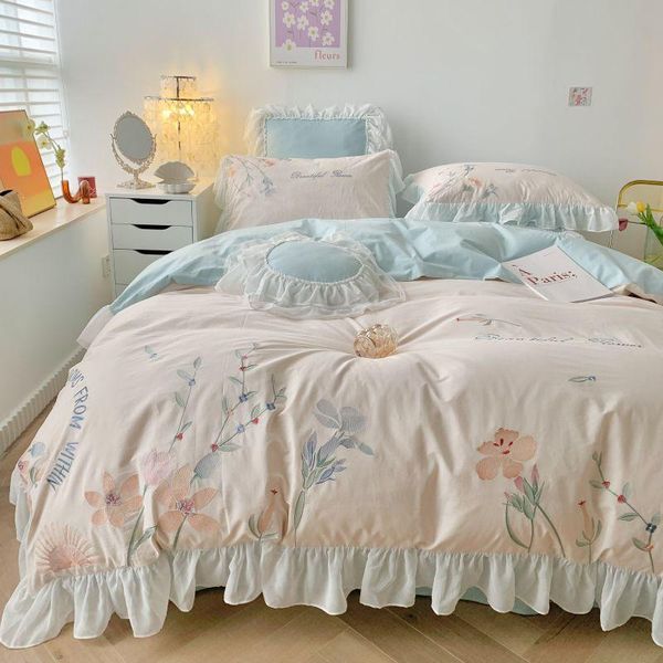 bedding sets super soft washed cotton princess set floral embroidery chiffon ruffle double duvet cover bed linen pillowcases 4pcs
bedding sets super soft washed cotton princess set floral embroidery chiffon ruffle double duvet cover bed linen pillowcases 4pcs