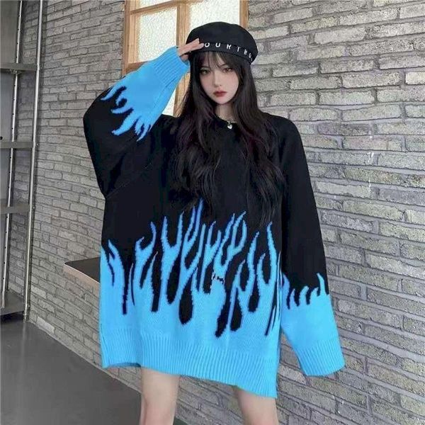 women's sweaters oversized sweater women pullover autumn/winter thick knit korean flame color matching student lazy jacket, White;black
women's sweaters oversized sweater women pullover autumn/winter thick knit korean flame color matching student lazy jacket, White;black