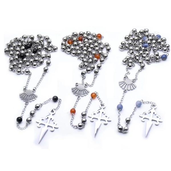pendant necklaces 3 colors stainless steel shell religious rosary cross necklace gift anniversary jewelry for women, Silver
pendant necklaces 3 colors stainless steel shell religious rosary cross necklace gift anniversary jewelry for women, Silver