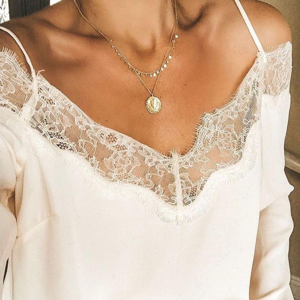 women v neck long sleeve lace stitching off shoulder straps loose shirt drop shipping good quality, White
women v neck long sleeve lace stitching off shoulder straps loose shirt drop shipping good quality, White