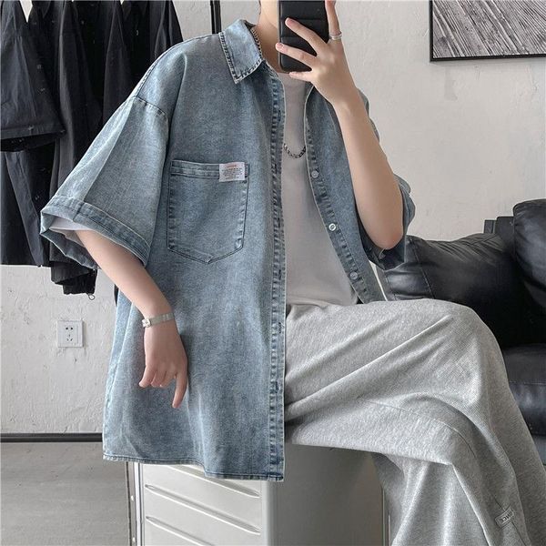 men's casual shirts summer denim shirt men korean fashion loose harajuku streetwear hip-hop retro old short-sleeved, White;black
men's casual shirts summer denim shirt men korean fashion loose harajuku streetwear hip-hop retro old short-sleeved, White;black