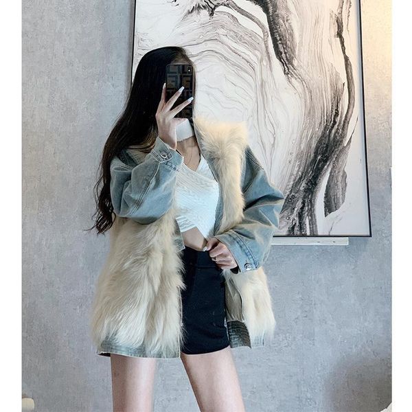 women's fur & faux denim coat net red 2021 fashion splicing young versatile hong kong trend, Black
women's fur & faux denim coat net red 2021 fashion splicing young versatile hong kong trend, Black