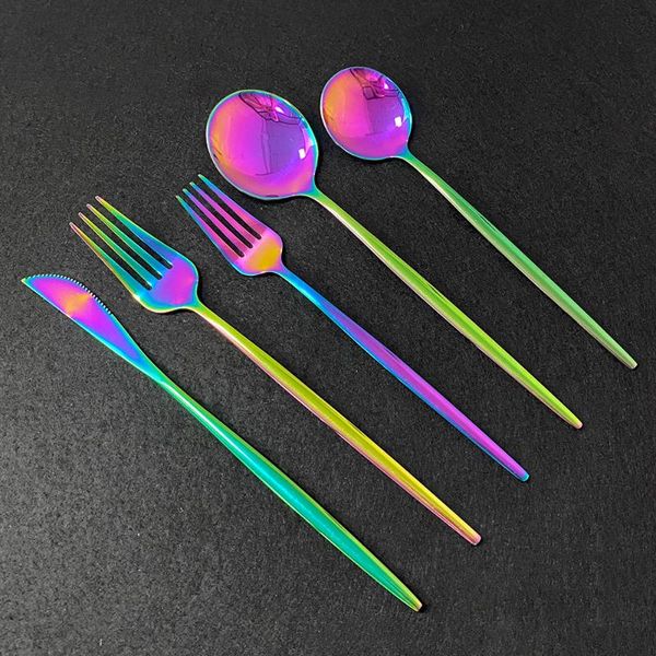 5pcs/set rainbow cutlery set dinnerware set stainless steel cutlery knife fork spoon tableware wedding silverware
5pcs/set rainbow cutlery set dinnerware set stainless steel cutlery knife fork spoon tableware wedding silverware