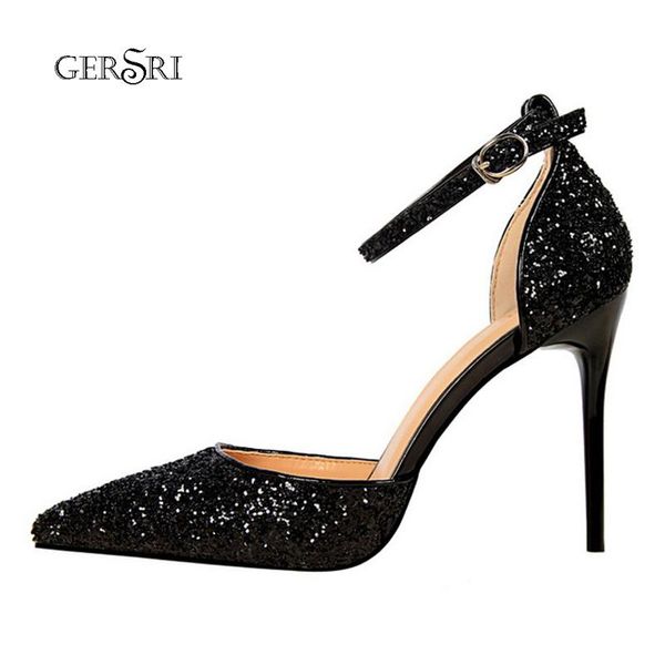 dress shoes gersri women high heel pumps fashion buckle sequins bling shallow mouth pointed wedding 9.5cm sweet style heels, Black
dress shoes gersri women high heel pumps fashion buckle sequins bling shallow mouth pointed wedding 9.5cm sweet style heels, Black