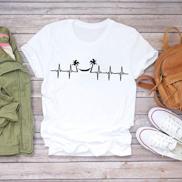 90s cartoon beach vacation women t shirt heartbeat fashion clothes womens ladies graphic female tee, White
90s cartoon beach vacation women t shirt heartbeat fashion clothes womens ladies graphic female tee, White
