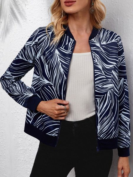 emery rose allover print zip up bomber jacket 187f#, Black;brown 
emery rose allover print zip up bomber jacket 187f#, Black;brown