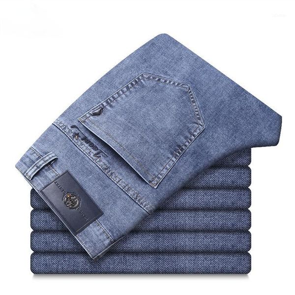 men's jeans 2021 autumn brand classic style slim straight personality badge youth business casual denim, Blue 
men's jeans 2021 autumn brand classic style slim straight personality badge youth business casual denim, Blue