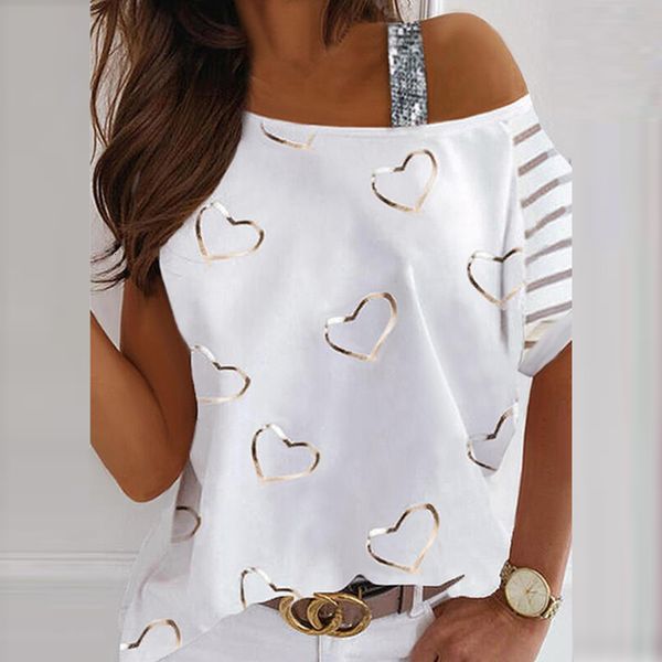 women's blouses & shirts summer short sleeve skew collar ladies women casual heart printed loose shirt streetwear plus s, White
women's blouses & shirts summer short sleeve skew collar ladies women casual heart printed loose shirt streetwear plus s, White