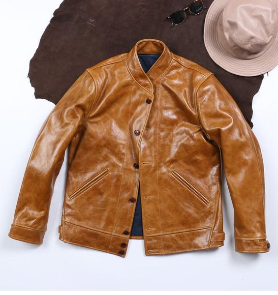 men's leather & faux .sales.quality yrjapanese style.classic casual oil wax cowhide jacket.men vintage brown clothes., Black
men's leather & faux .sales.quality yrjapanese style.classic casual oil wax cowhide jacket.men vintage brown clothes., Black