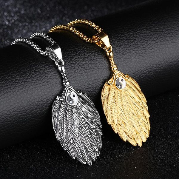 pendant necklaces hip hop rock gold silver color tai chi pattern stainless steel feather fan necklace for men jewerly with 24" chain
pendant necklaces hip hop rock gold silver color tai chi pattern stainless steel feather fan necklace for men jewerly with 24" chain