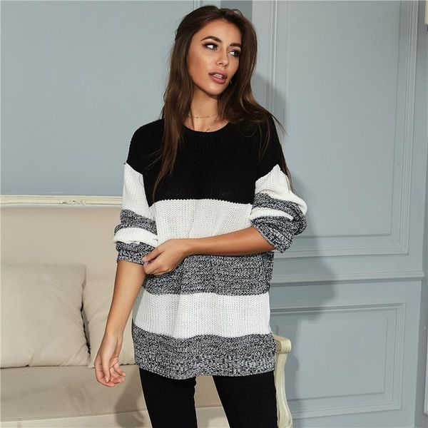 women's sweaters autumn winter women knitted sweater loose o-neck long sleeve commute office lady casual elegant shirt, White;black
women's sweaters autumn winter women knitted sweater loose o-neck long sleeve commute office lady casual elegant shirt, White;black
