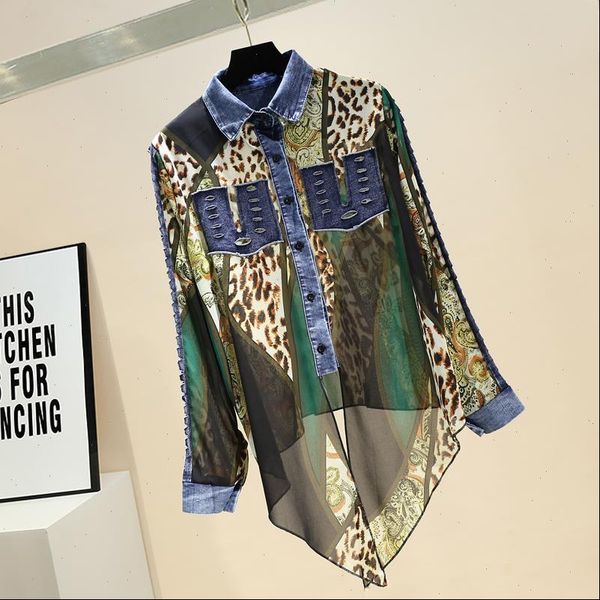 fashion blouse for woman summer new denim leopard chiffon shirt womens long sleeve blouse blusas mujer de moda 2021, White
fashion blouse for woman summer new denim leopard chiffon shirt womens long sleeve blouse blusas mujer de moda 2021, White