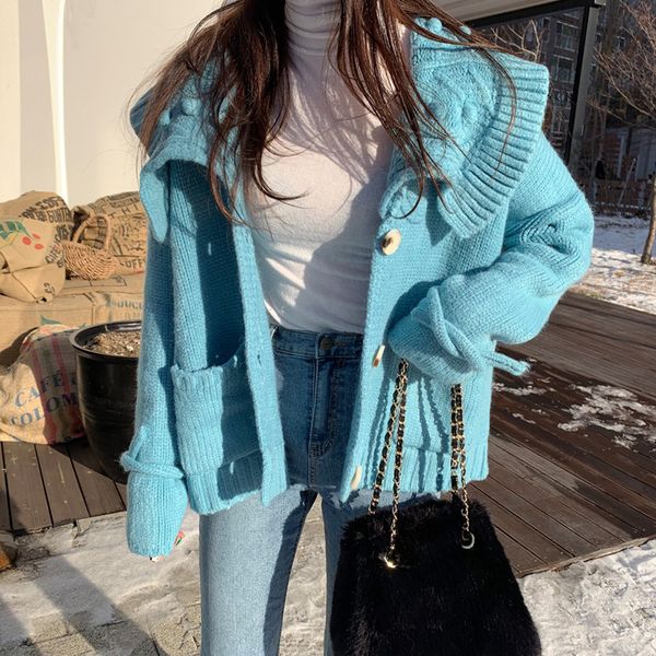 2021 spring women korean solid color loose single breasted versatile lace up sleeve knitted sweater coat 8d172, Black;brown
2021 spring women korean solid color loose single breasted versatile lace up sleeve knitted sweater coat 8d172, Black;brown