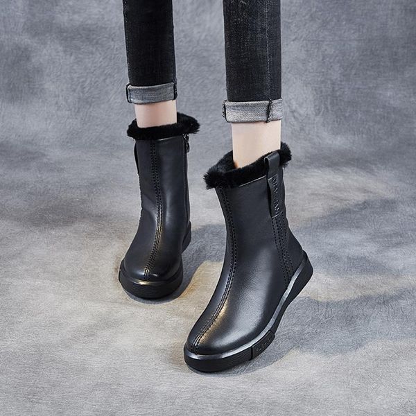 boots 2021 winter women's snow thick genuine leather soft surface retro casual ankle women waterproof platform, Black
boots 2021 winter women's snow thick genuine leather soft surface retro casual ankle women waterproof platform, Black