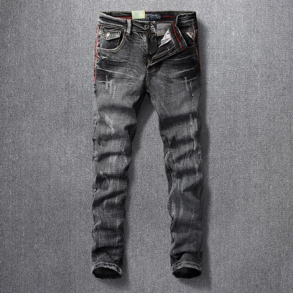 2021 new italian vintage designer fashion men jeans retro black gray slim fit ripped denim trousers streetwear hip hop pants d9, Blue
2021 new italian vintage designer fashion men jeans retro black gray slim fit ripped denim trousers streetwear hip hop pants d9, Blue