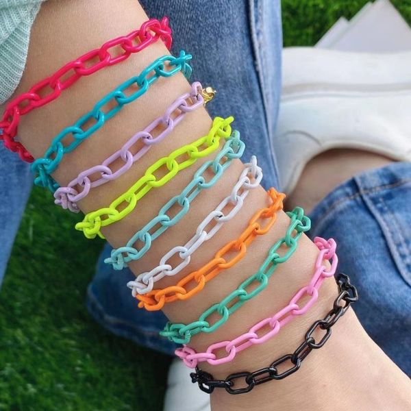 link, chain 10pcs copper multi color enamel paperclip bracelet for women men summer colored trendy jewelry, Black
link, chain 10pcs copper multi color enamel paperclip bracelet for women men summer colored trendy jewelry, Black