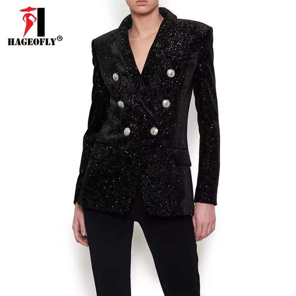 women's suits & blazers hageofly autumn witer black blazer women double silver button shiny starry sequins velvet suit jacket female of, White;black
women's suits & blazers hageofly autumn witer black blazer women double silver button shiny starry sequins velvet suit jacket female of, White;black