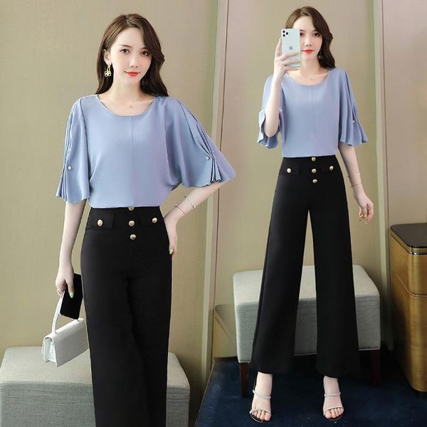 women's two piece pants 2021 summer sets women short sleeve shirt+long wide leg trousers lady 2 pieces suits, White
women's two piece pants 2021 summer sets women short sleeve shirt+long wide leg trousers lady 2 pieces suits, White
