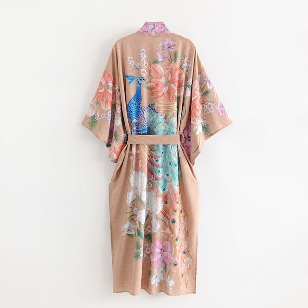 bohemian v neck peacock flower print long kimono shirt khaki holiday new lacing up sashes long cardigan loose blouse, Red
bohemian v neck peacock flower print long kimono shirt khaki holiday new lacing up sashes long cardigan loose blouse, Red