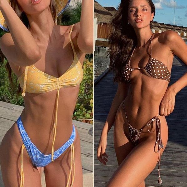 women's swimwear 2021 bikinis micro thong bandage adjustable swimsuti women summer bikini set floral print biquini beach wear, White;black
women's swimwear 2021 bikinis micro thong bandage adjustable swimsuti women summer bikini set floral print biquini beach wear, White;black