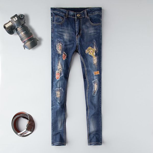 2021 new fake designer clothes ny jeans men embroidery elastic straight destroyed casual printed trousers denim full length atyc, Blue
2021 new fake designer clothes ny jeans men embroidery elastic straight destroyed casual printed trousers denim full length atyc, Blue