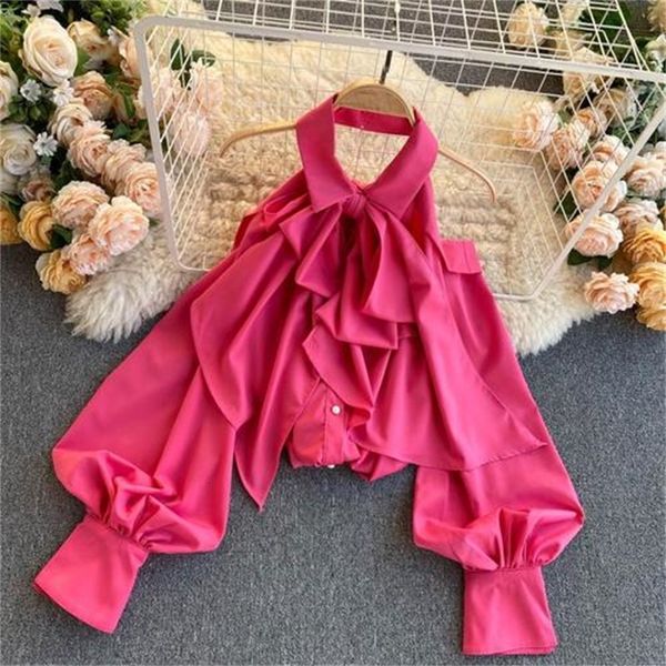 halter women's 2021 sping summer with no back feminine puff sleeve fashion blouse arch solid color collar zjyc, White
halter women's 2021 sping summer with no back feminine puff sleeve fashion blouse arch solid color collar zjyc, White