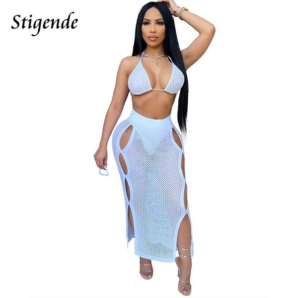 women's swimwear stigende beach cover up set women summer crochet two piece swimsuit knitted bandage bra and hollow out long skirt bath, White;black
women's swimwear stigende beach cover up set women summer crochet two piece swimsuit knitted bandage bra and hollow out long skirt bath, White;black