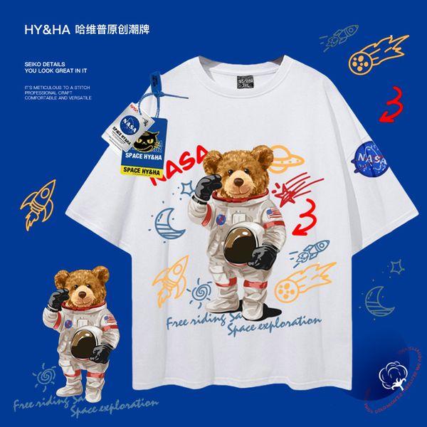 men's t shirts nasa joint summer white youth loose space bear trend t cartoon animation t-shirt men, White;black
men's t shirts nasa joint summer white youth loose space bear trend t cartoon animation t-shirt men, White;black