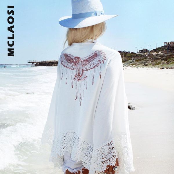 women's swimwear mclaosi 2021 beachwear cardigan eagle pattern printed bikini outer cover long-sleeved sun protection gown coverup, White;black
women's swimwear mclaosi 2021 beachwear cardigan eagle pattern printed bikini outer cover long-sleeved sun protection gown coverup, White;black