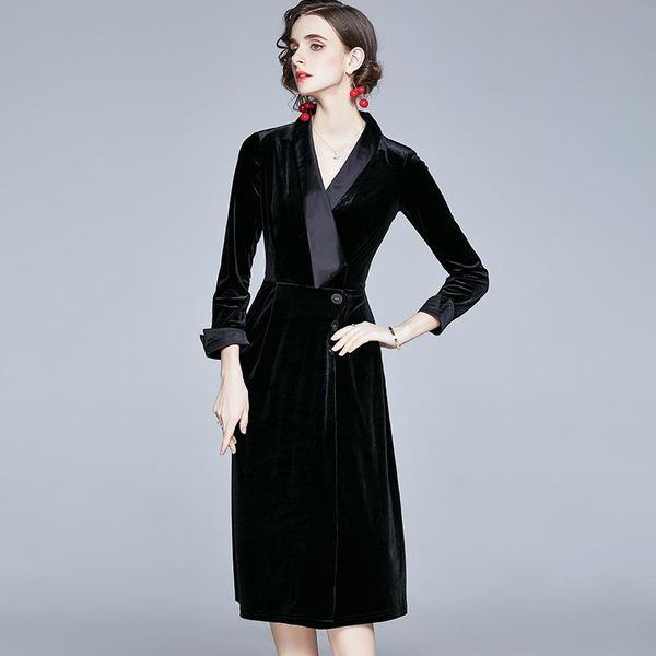 casual dresses runway fashion autumn winter midi velour dress woman clothes long sleeve plus size vintage office party robe femme black vest, Black;gray
casual dresses runway fashion autumn winter midi velour dress woman clothes long sleeve plus size vintage office party robe femme black vest, Black;gray