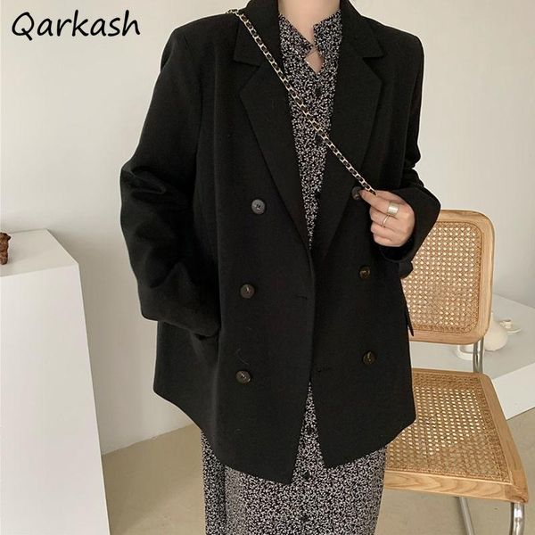 women's suits & blazers women long sleeve solid black cool double breasted notched pockets female warm outerwear vintage daily clothi, White;black
women's suits & blazers women long sleeve solid black cool double breasted notched pockets female warm outerwear vintage daily clothi, White;black