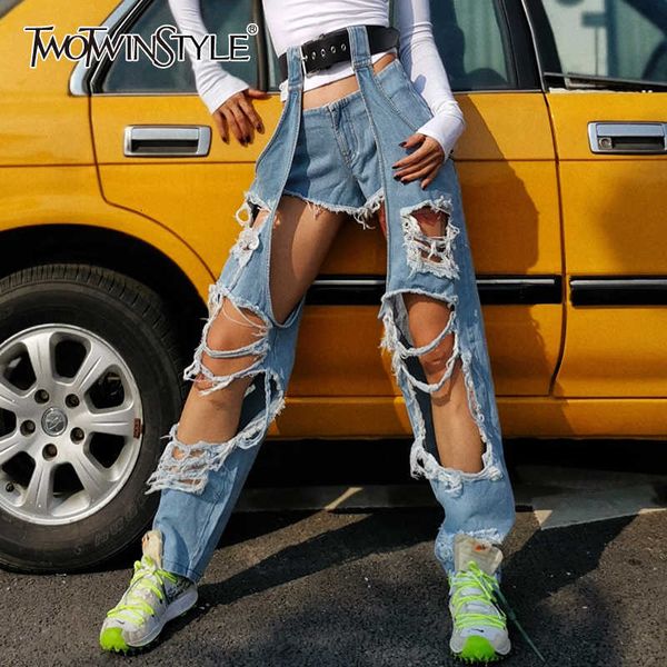 twotwinstyle ripped hole irregular women's straigth pants high waist asymmetrical tassel full length pant for female fashion 210927, Blue
twotwinstyle ripped hole irregular women's straigth pants high waist asymmetrical tassel full length pant for female fashion 210927, Blue