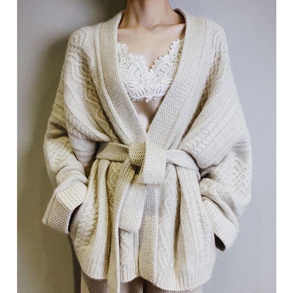 2021 new long sleeve casual jumpers lace up bowknot knitted women sweater v neck wrap cardigans autumn warm thick coat 7ui5, White;black
2021 new long sleeve casual jumpers lace up bowknot knitted women sweater v neck wrap cardigans autumn warm thick coat 7ui5, White;black