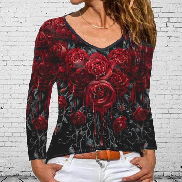 women's blouses & shirts summer blouse women fashion clothes lady casual loose v-neck tee shirt gradient color rose printing long sleev, White
women's blouses & shirts summer blouse women fashion clothes lady casual loose v-neck tee shirt gradient color rose printing long sleev, White