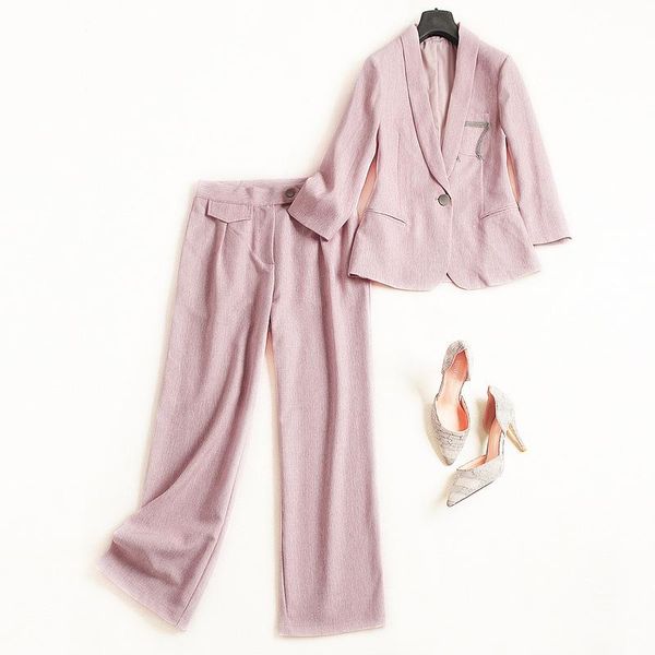 women's two piece pants european linen suit 2021 autumn 2 set women button small jacket straight ensemble femme, White
women's two piece pants european linen suit 2021 autumn 2 set women button small jacket straight ensemble femme, White