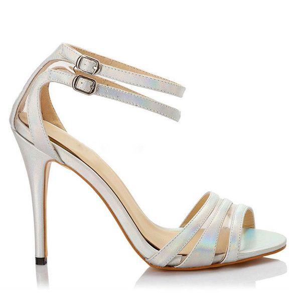 sandals shiny laser silver leather pvc patchwork double ankle strap thin high heel summer open toe wedding shoes, Black
sandals shiny laser silver leather pvc patchwork double ankle strap thin high heel summer open toe wedding shoes, Black