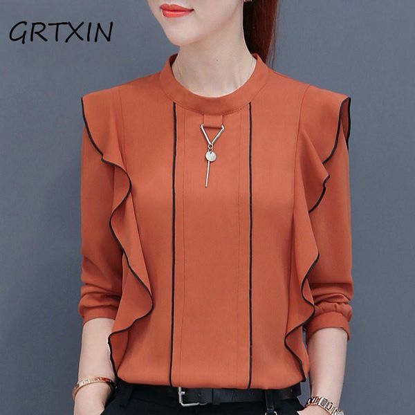 women's blouses & shirts autumn women ruffled long sleeve chiffon blouse mujer fashion ladies yellow khaki blue blusa feminino, White
women's blouses & shirts autumn women ruffled long sleeve chiffon blouse mujer fashion ladies yellow khaki blue blusa feminino, White