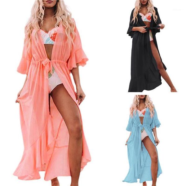 women's swimwear 4 colors beachwear cover up chiffon see-through bandage shirt women summer v-neck bikini cover-up vacation clothes 202, White;black
women's swimwear 4 colors beachwear cover up chiffon see-through bandage shirt women summer v-neck bikini cover-up vacation clothes 202, White;black