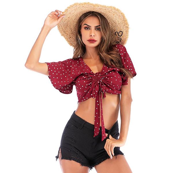 women's blouses & shirts chiffon shirt resort tourism casual short shirring wave point slim v-neck short-sleeved women blouse top, White
women's blouses & shirts chiffon shirt resort tourism casual short shirring wave point slim v-neck short-sleeved women blouse top, White