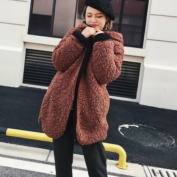 women hooded faux fur warm coat winter female long sleeve loose teddy bear coat casual vintage lady thick outwears, Black;brown
women hooded faux fur warm coat winter female long sleeve loose teddy bear coat casual vintage lady thick outwears, Black;brown