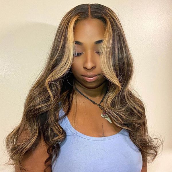 highlight human hair wigs body wave lace front wig peruvian hair remy 13x6 ombre honey blonde and brown highlight wig, Black;brown 
highlight human hair wigs body wave lace front wig peruvian hair remy 13x6 ombre honey blonde and brown highlight wig, Black;brown