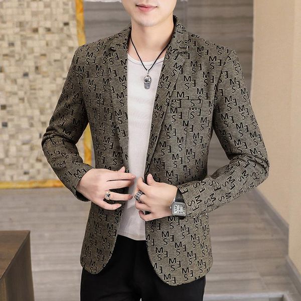 men's suits & blazers brand letter printed casual suit jacket men luxury wedding business blazer masculino slim street wear social offi, White;black
men's suits & blazers brand letter printed casual suit jacket men luxury wedding business blazer masculino slim street wear social offi, White;black