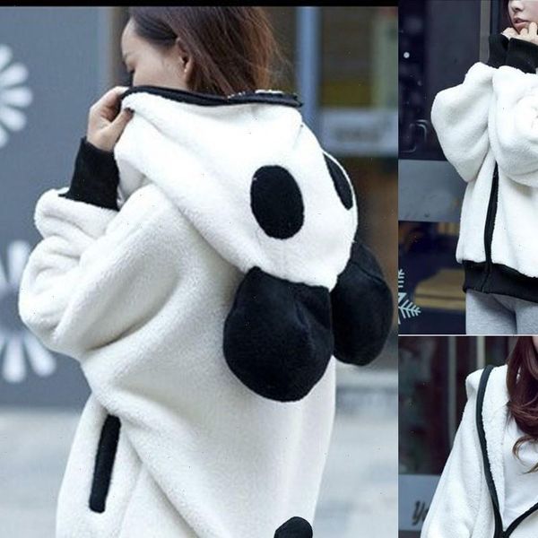 women coats cute bear ear panda autumn winter warm plush sweater coat women jacket outerwear overcoat 45, White;black
women coats cute bear ear panda autumn winter warm plush sweater coat women jacket outerwear overcoat 45, White;black