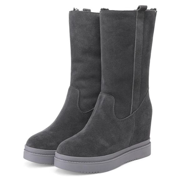 boots 2021 autumn winter cow suede leather height increasing casual wedges heels shoes korean style mid calf women e0104, Black
boots 2021 autumn winter cow suede leather height increasing casual wedges heels shoes korean style mid calf women e0104, Black