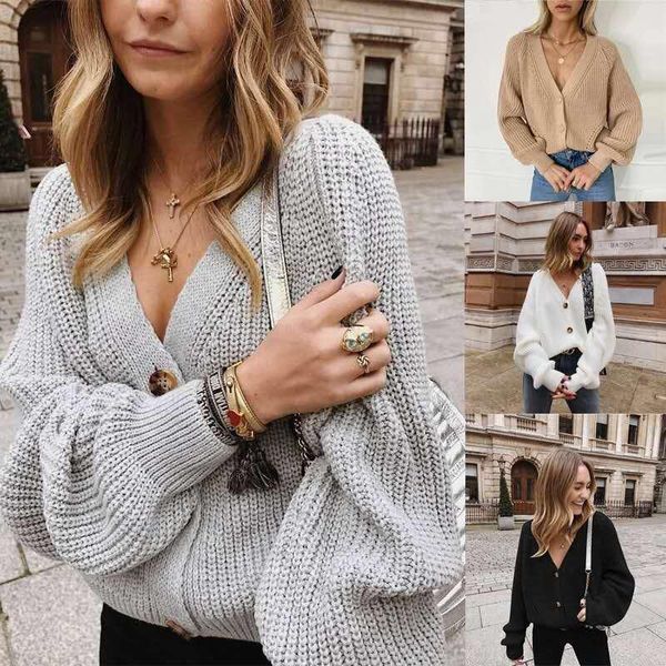 women's knits & tees fashion sweater 2021 autumn and winter solid color v-neck button cardigan outer crop top, White
women's knits & tees fashion sweater 2021 autumn and winter solid color v-neck button cardigan outer crop top, White