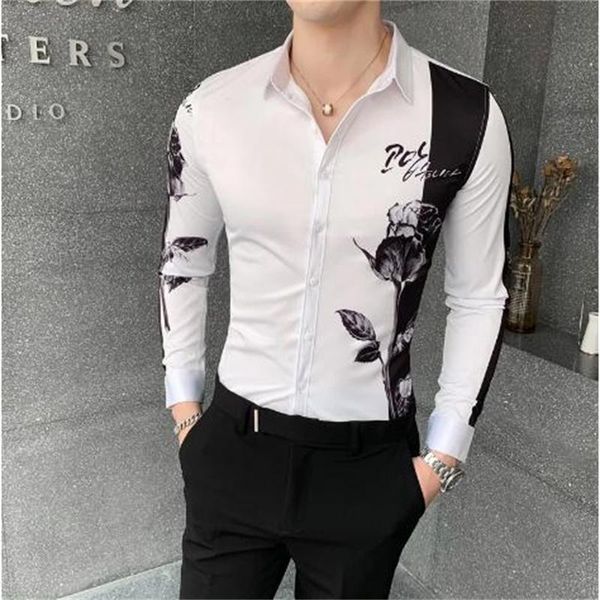 men's casual shirts 2021 korean size shirt men slim fit autumn long sleeve hair stylist all match digital print blouse clothing, White;black
men's casual shirts 2021 korean size shirt men slim fit autumn long sleeve hair stylist all match digital print blouse clothing, White;black