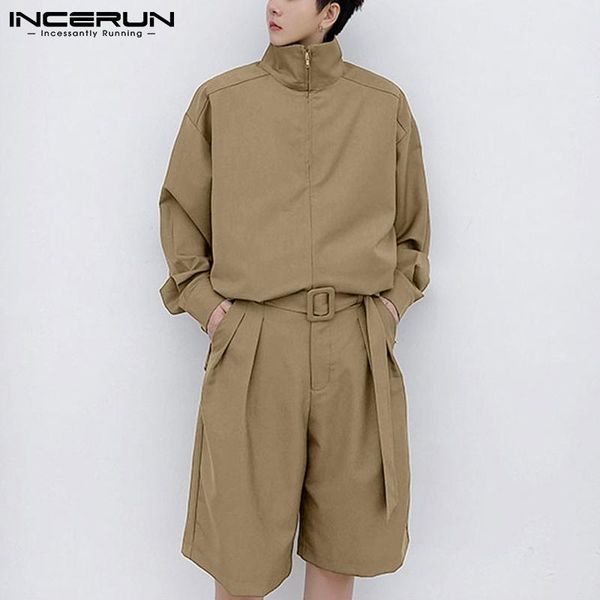 men's tracksuits incerun fashion men sets solid streetwear 2021 long sleeve zipper pullover shorts with belt two pieces casual suits 5x, Gray
men's tracksuits incerun fashion men sets solid streetwear 2021 long sleeve zipper pullover shorts with belt two pieces casual suits 5x, Gray