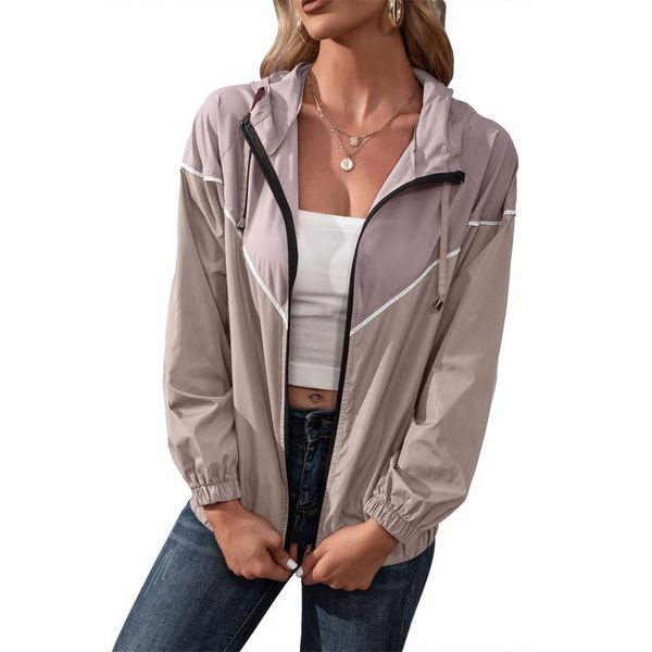 women's jackets women waterproof rain jacket color block zipper hooded raincoat with pockets drawstring, Black;brown
women's jackets women waterproof rain jacket color block zipper hooded raincoat with pockets drawstring, Black;brown