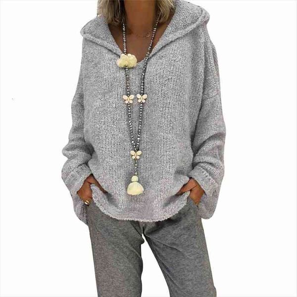 women casual fashionable loose womens sweaters hooded knitted pullovers ten solid color coats, White;black
women casual fashionable loose womens sweaters hooded knitted pullovers ten solid color coats, White;black
